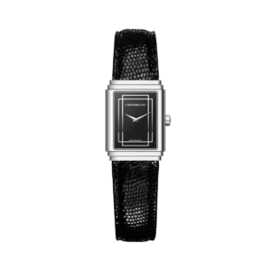 ART DECO EMPIRE QUARTZ ACIER / CUIR NOIR