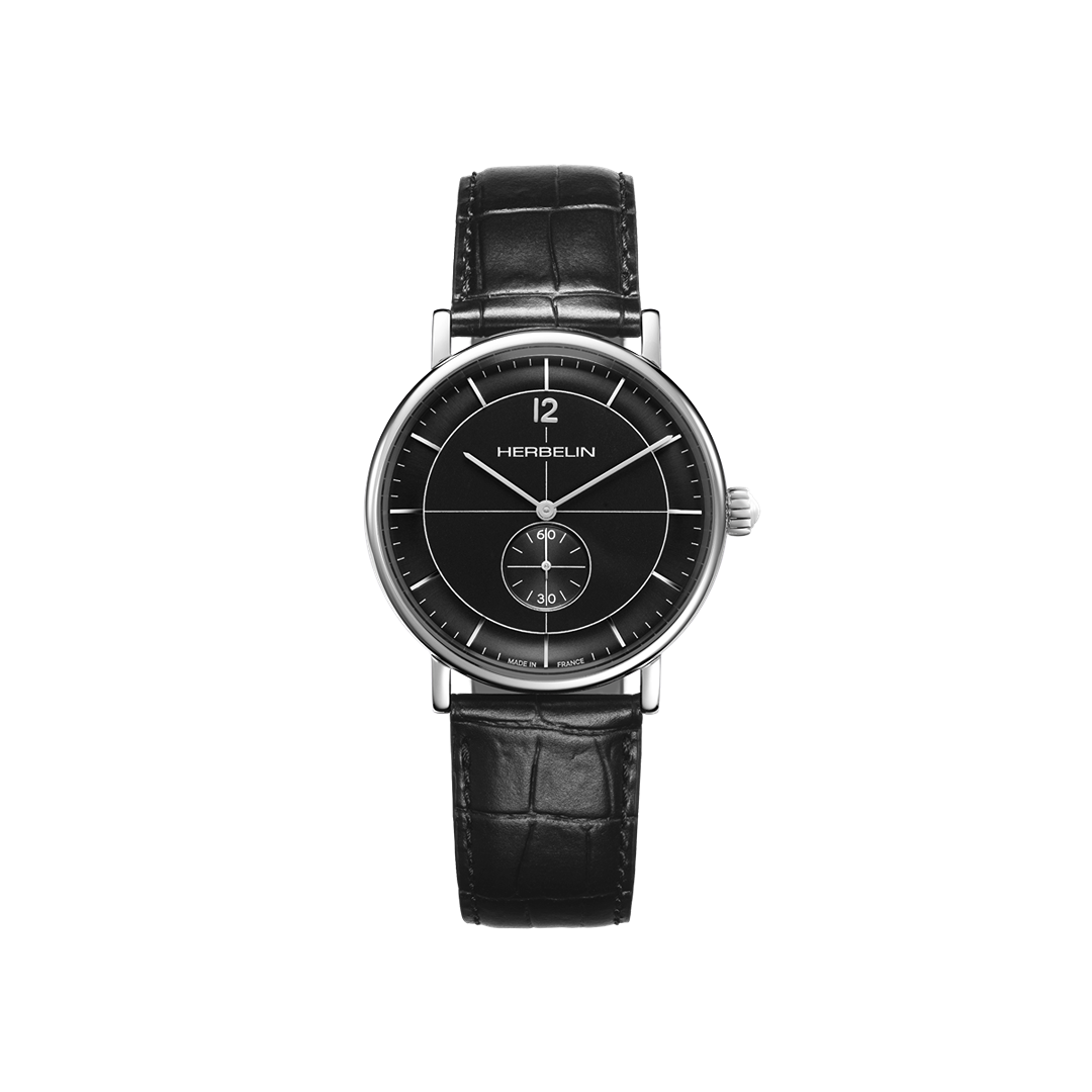 MONTRE ACIER CD NOIR / BRACELET CUIR NOIR