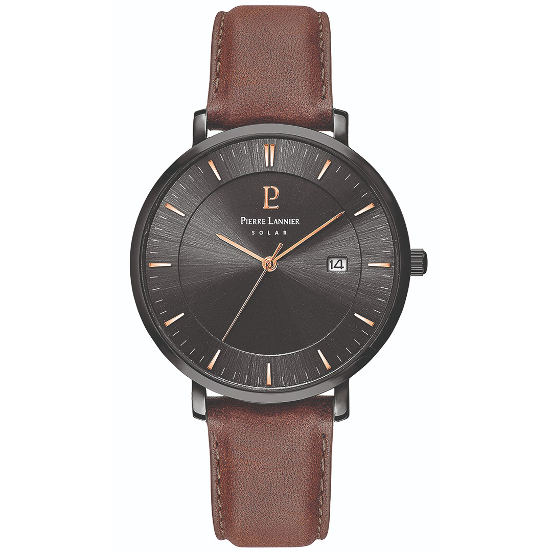 HOMME PVD NOIR FOND NOIR CUIR MARRON