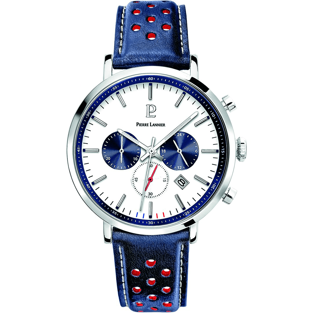 BARON ACIER FOND BLANC CHRONO / CUIR