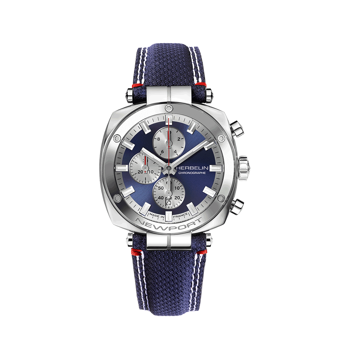 NEWPORT HERITAGE QUARTZ FOND BLEU ACIER/CUIR