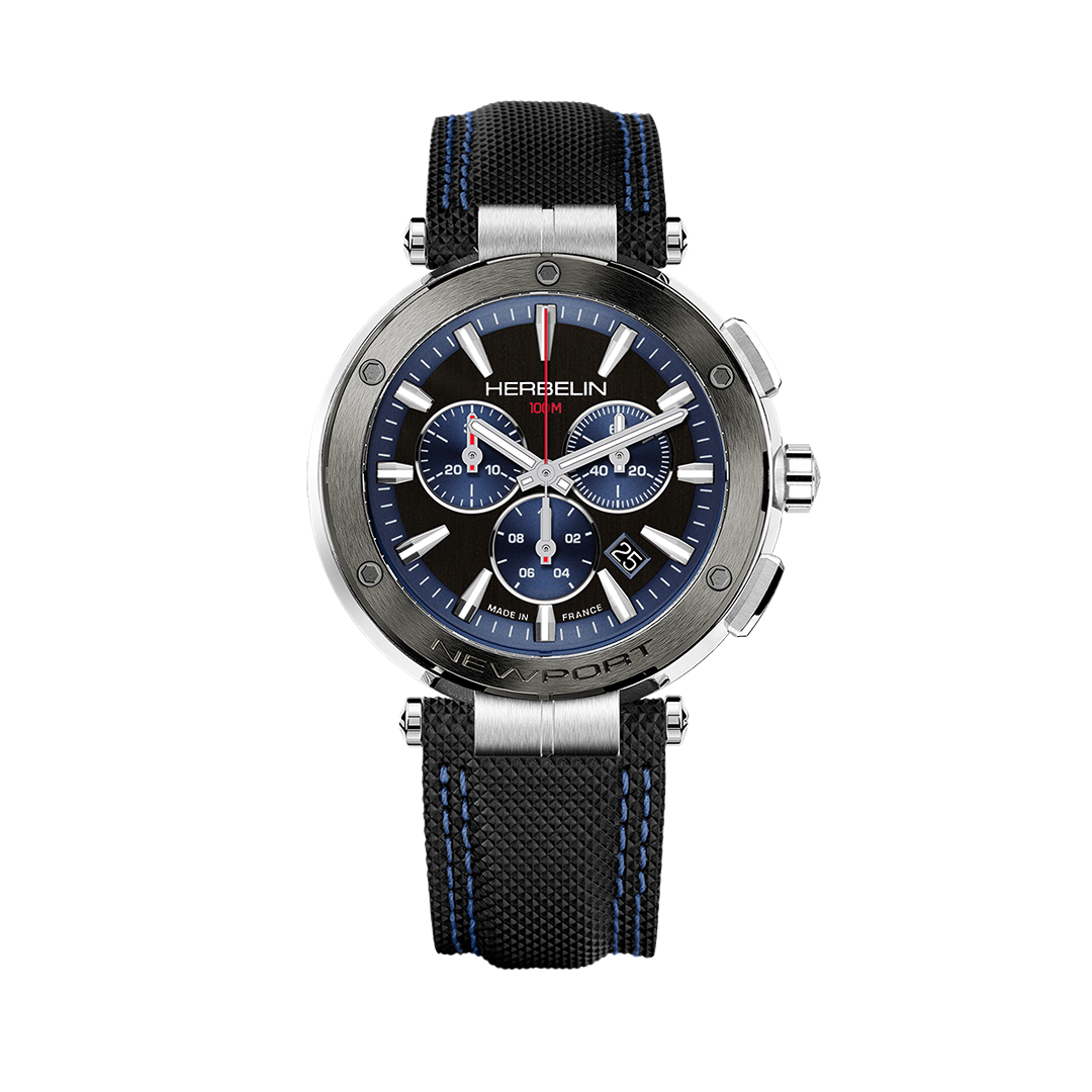 NEWPORT HOMME CHRONO FOND BLEU / BRACELET CUIR