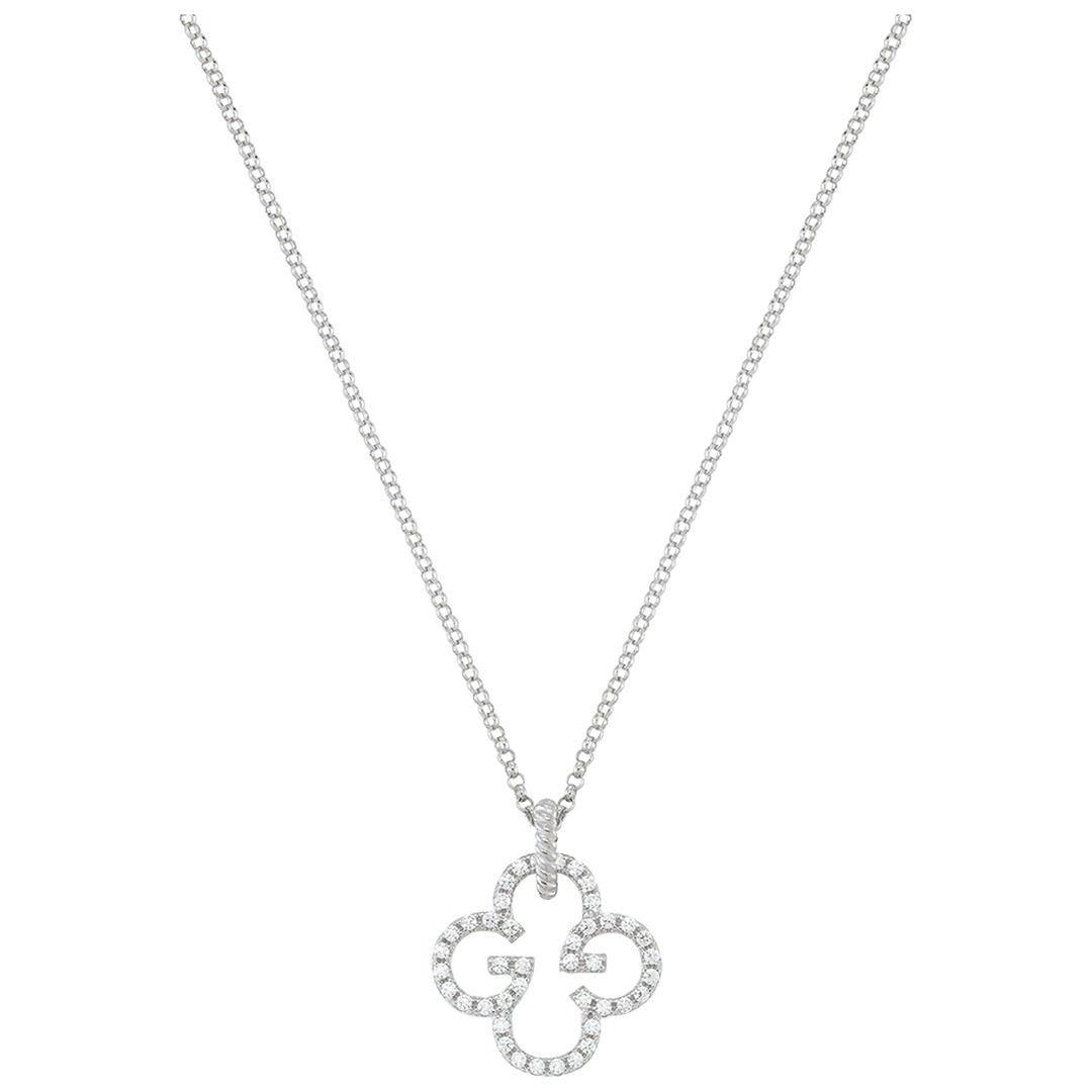 COLLIER LÉGENDE ARGENT MASSIF TREFLE OXYDES