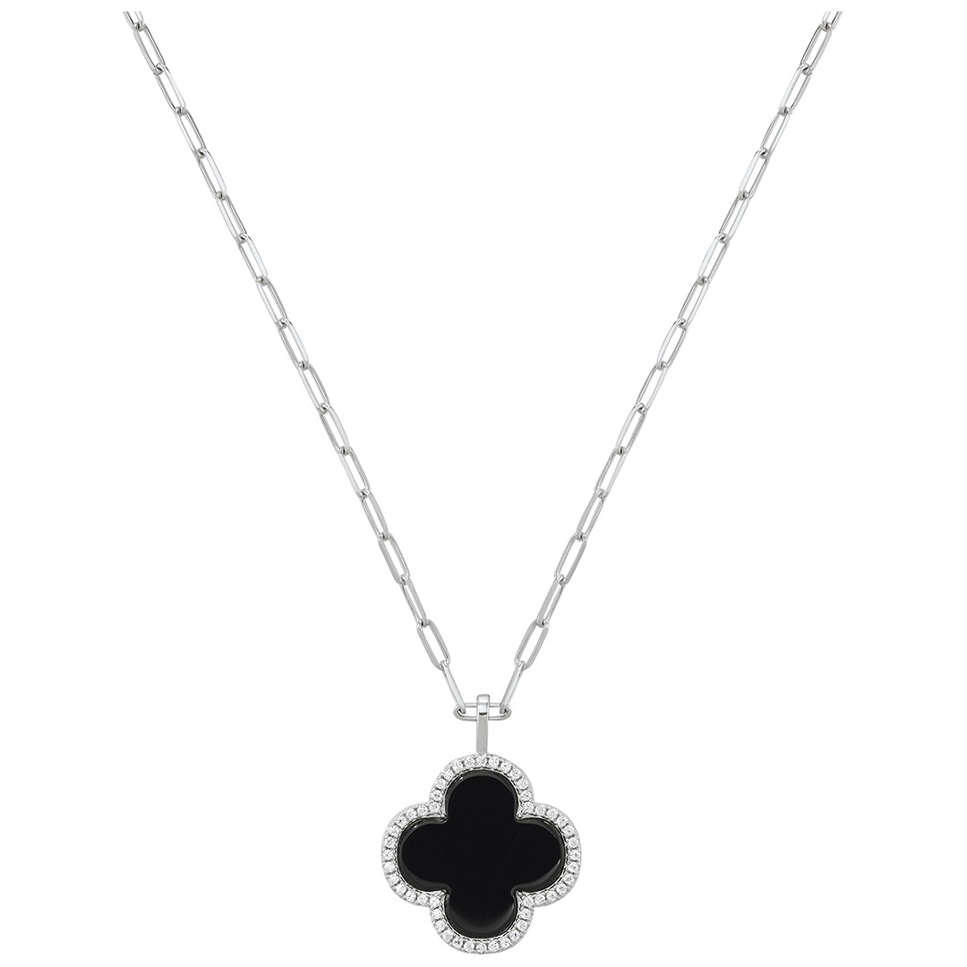 COLLIER LÉGENDE ARGENT MASSIF AGATE NOIR