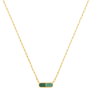 COLLIER ARGENT MASSIF DORÉ MALACHITE AMAZONITE