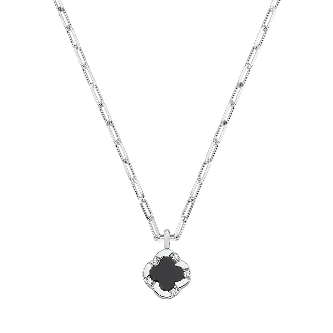 COLLIER LÉGENDE ARGENT MASSIF ET AGATE NOIR