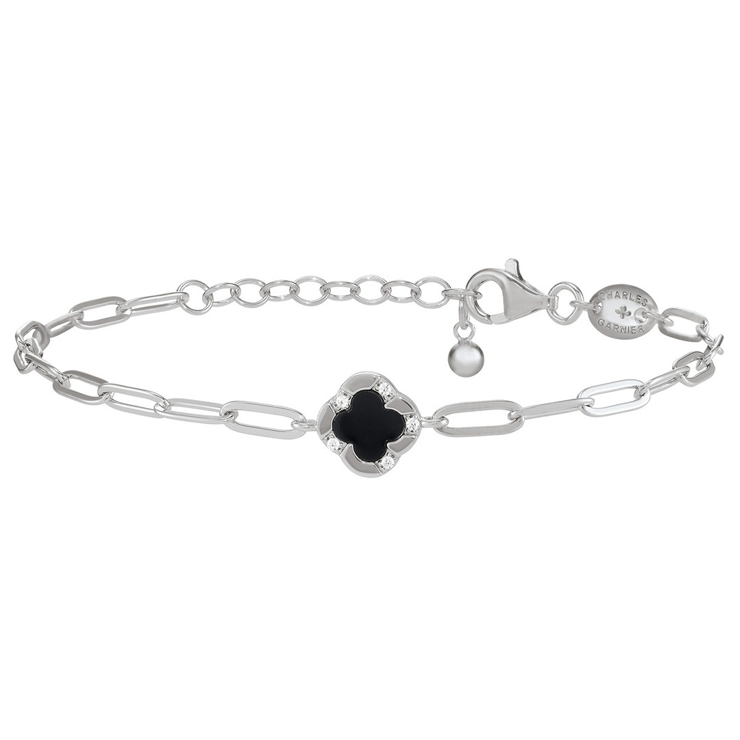 BRACELET LÉGENDE ARGENT MASSIF TREFLE AGATE