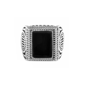 CHEVALIERE HOMME ONYX ARGENT MASSIF