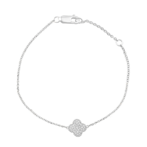 COLLIER TREFLES OR BLANC 750‰ ET DIAMANTS