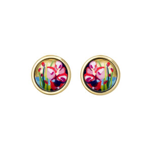 BOUCLES D’OREILLES FREYWILLE CABOCHON PLAQUE OR / EMAUX