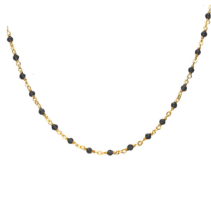 COLLIER SPINELLE NOIR ARGENT DORE 925‰