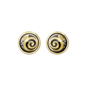 BOUCLES D’OREILLES CABOCHON GUSTAV KLINT PLAQUE OR / EMAUX