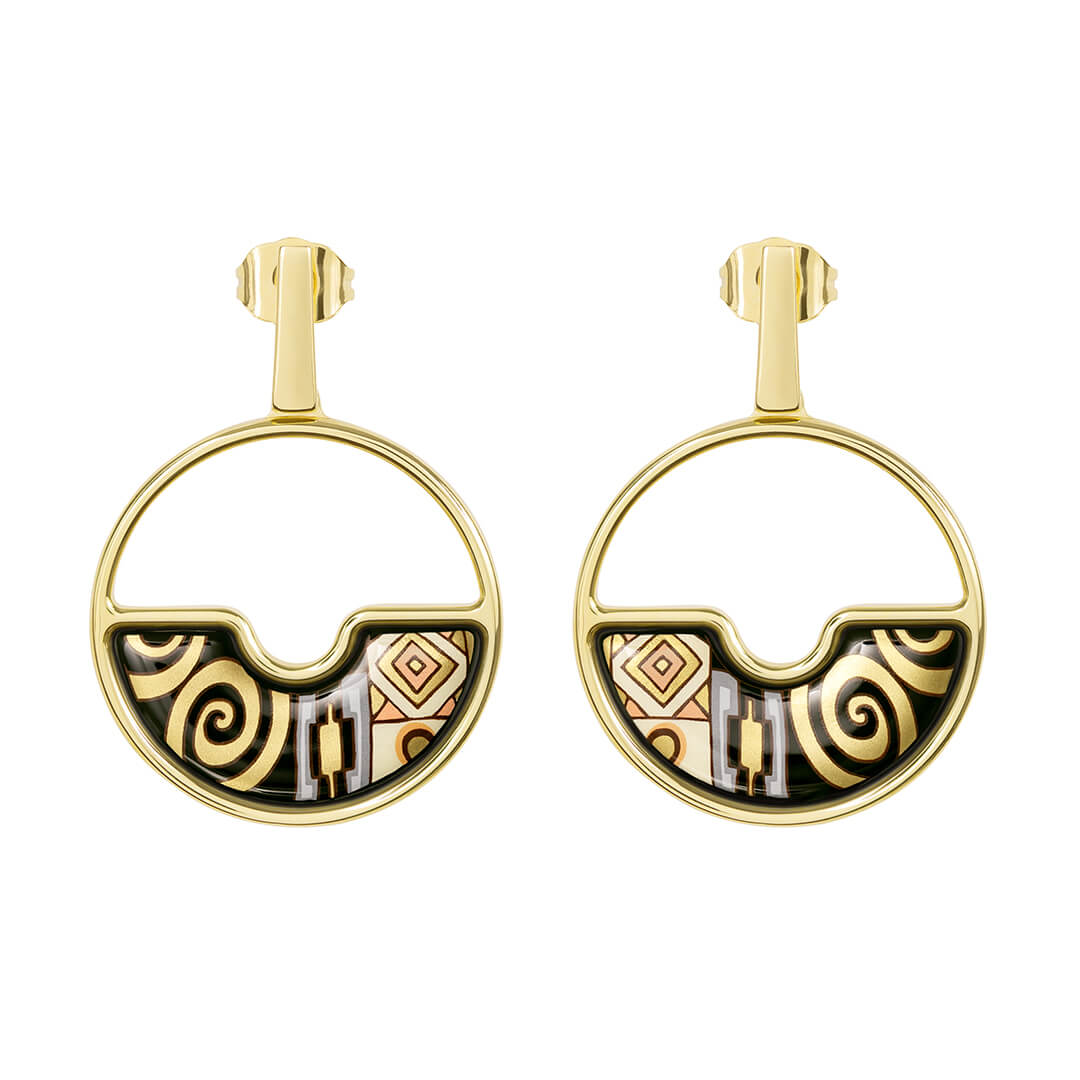 BOUCLES D'OREILLES HELENA PLAQUE OR / EMAUX