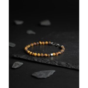 BRACELET ACIER OEIL DE TIGRE MAT 6MM