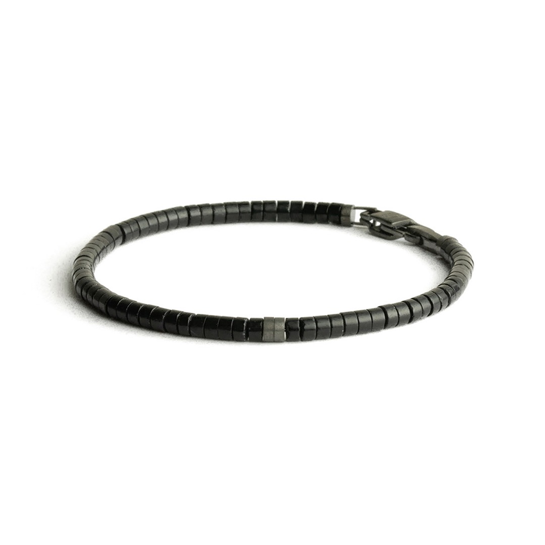 BRACELET ACIER AGATE NOIR