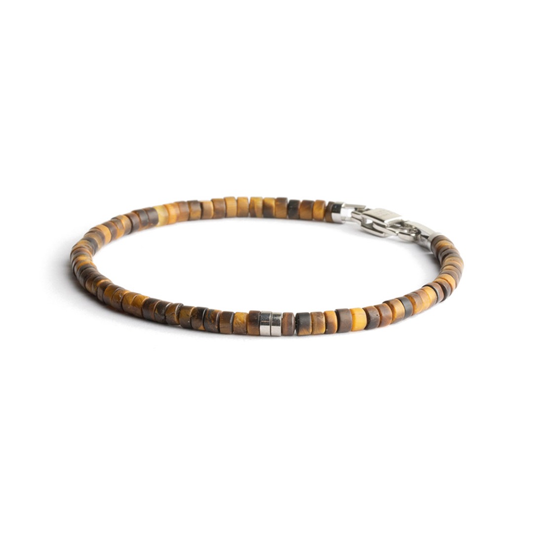 BRACELET OEIL DE TIGRE 2MM / ACIER