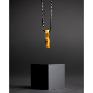 COLLIER ACIER PVD NOIR ET OEIL DE TIGRE