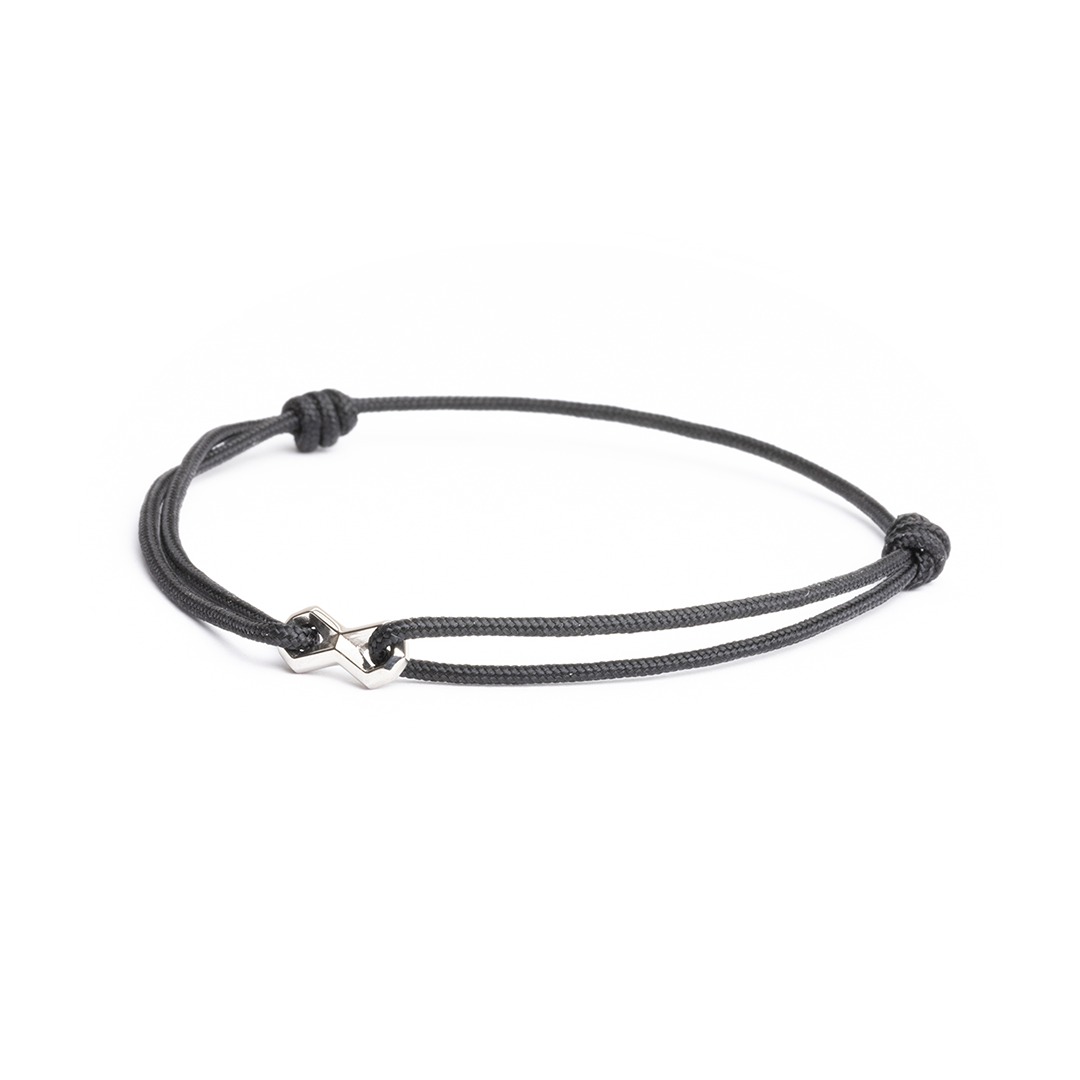 BRACELET INFINITY BLACK NYLON ET ACIER