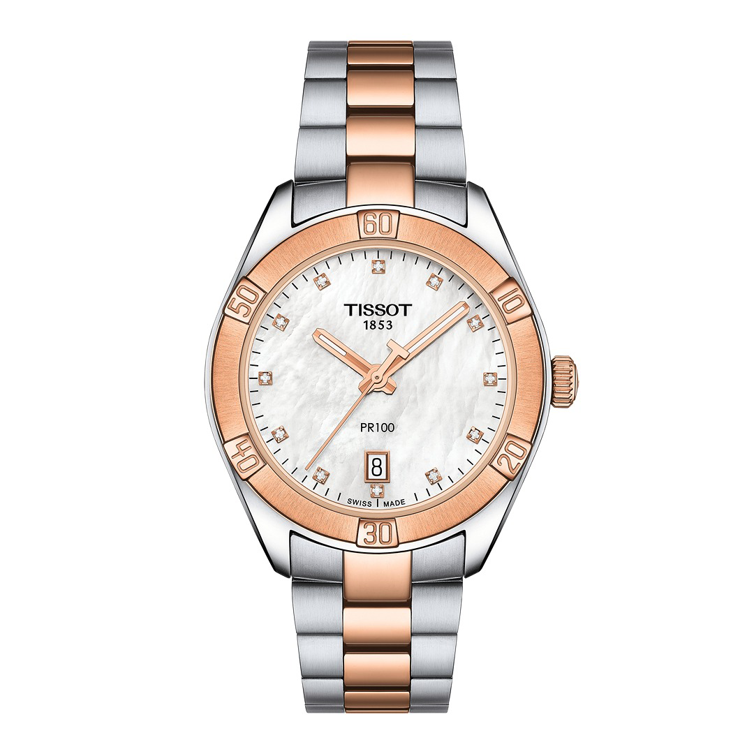 Tissot PR100 Sport Chic Tout Bicolore Fond Nacre