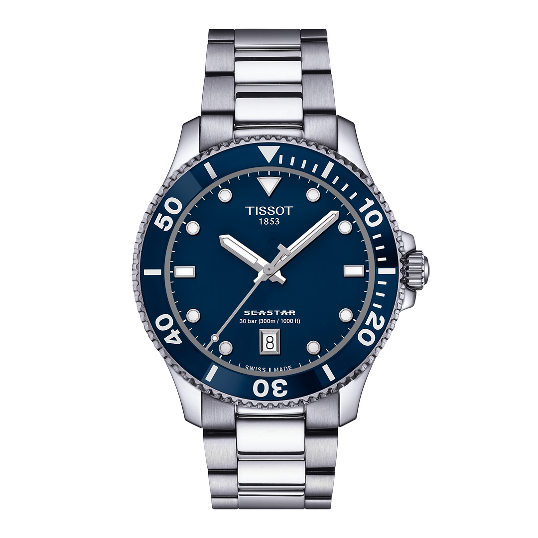 Tissot Seastar Quartz Fond Bleu Tout Acier