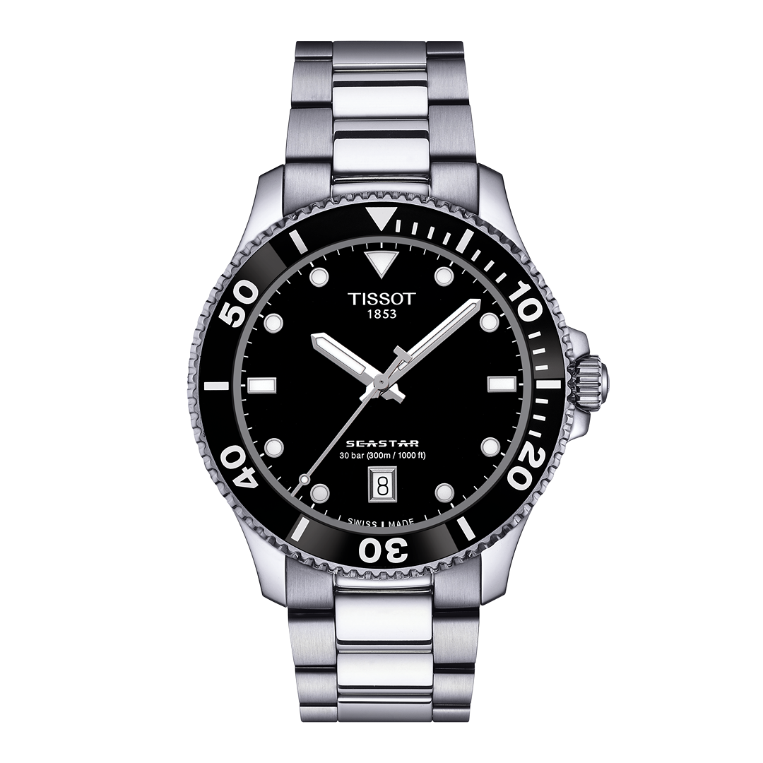 Tissot Seastar Quartz Fond Noir Tout Acier