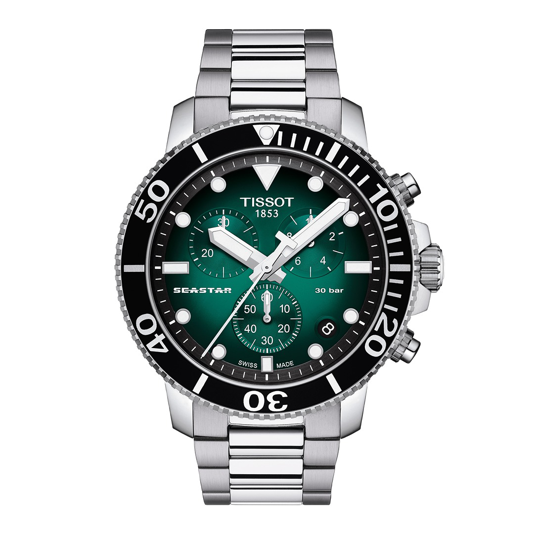 Tissot Seastar Chrono Fond Vert Tout Acier