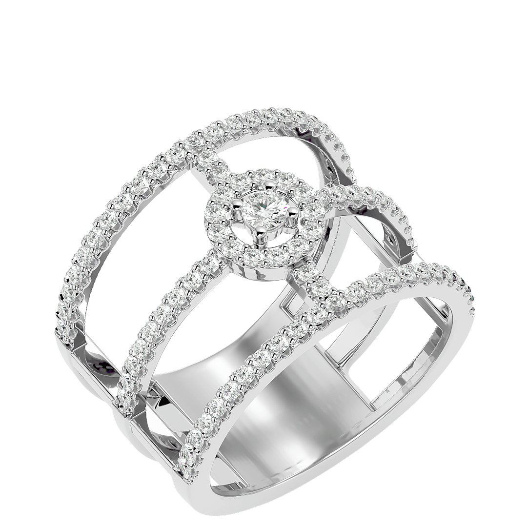 BAGUE TENDANCE OR BLANC 750‰ ET DIAMANTS