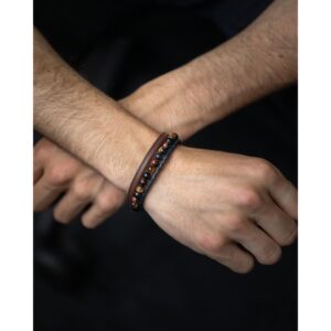 BRACELET TRIPLE OEIL DE TIGRE / ACIER N