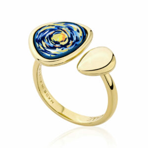 BAGUE PLAQUE OR / EMAUX / WATERDROP